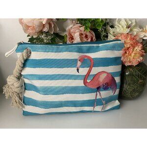 Womens Flamingo Tote Canvas Bag with‎ Swim Suit Cover Pareo Beach Vacation NWOT
